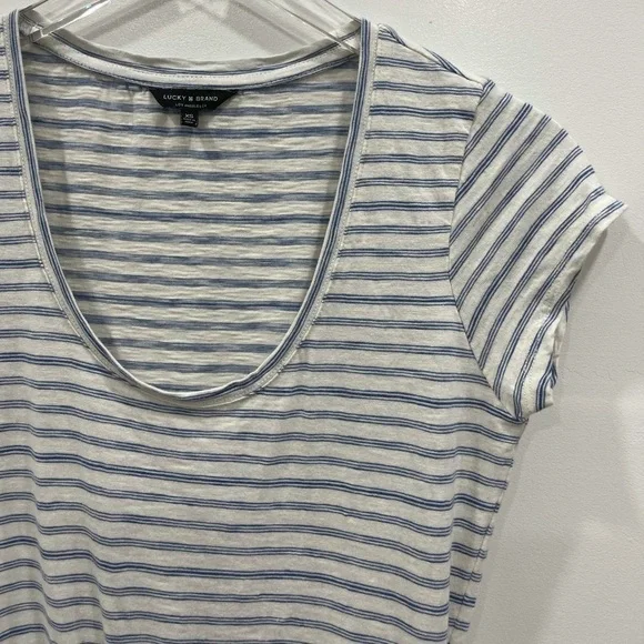 Lucky Brand Scoop Neck Dress Stripe Tie-Waist Blue - Picture 6 of 9